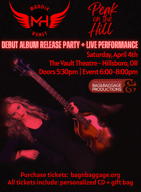 Maddie Hurst album release party poster with info
